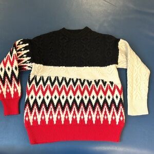 RARE! LANEUS 100% wool Alpine, Nordic style crewneck sweater, cozy and warm